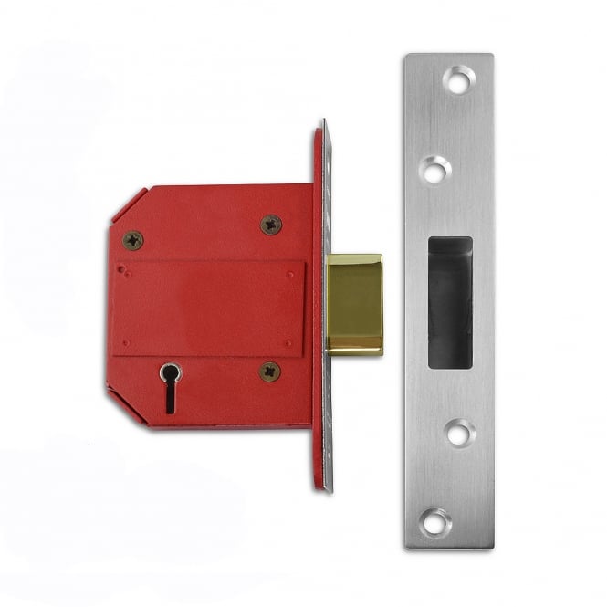 Satin Chrome 75mm J2100S StrongBOLT British Standard 5 Lever Deadlock