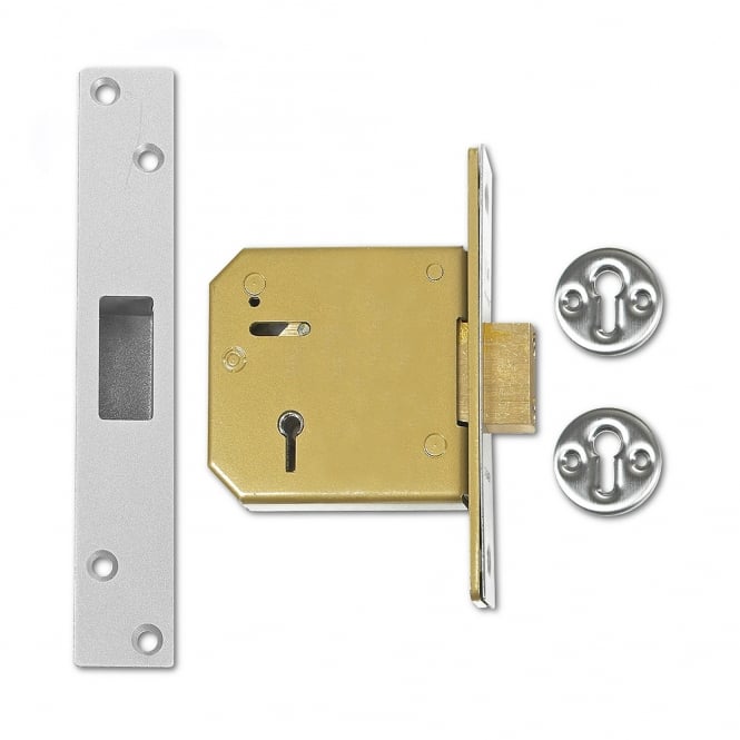 Satin Chrome 80mm 3G115 5 Lever Deadlock