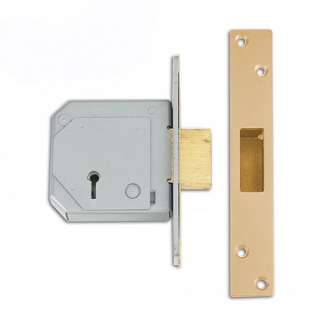Polished Brass 67mm 3G114E British Standard 5 Lever Deadlock