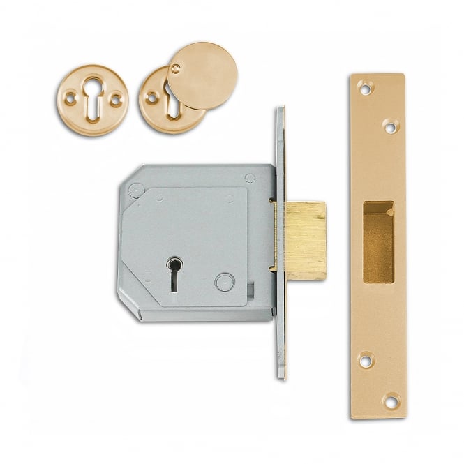 Polished Brass 67mm 3G114E British Standard 5 Lever Deadlock