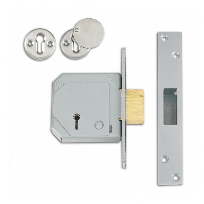 Satin Chrome 67mm 3G114E British Standard 5 Lever Deadlock