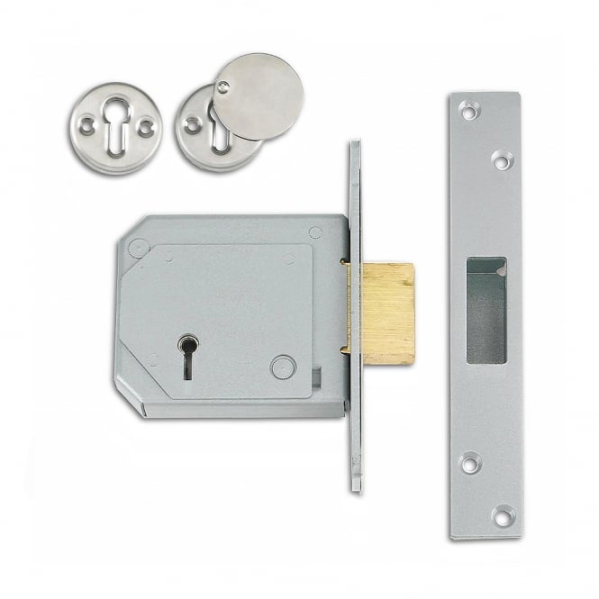 Satin Chrome 80mm 3G114E British Standard 5 Lever Deadlock