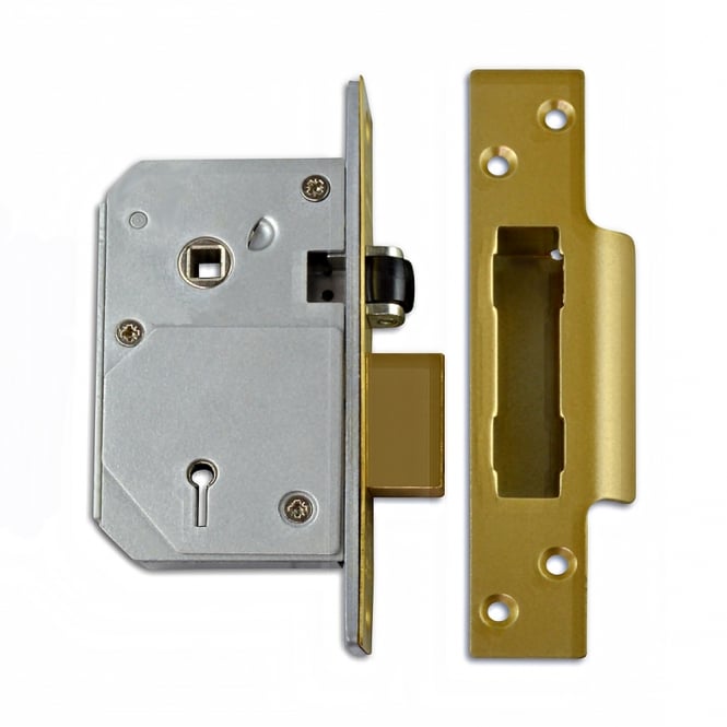 Polished Brass 67mm 3K74E British Standard 5 Lever Sashlock