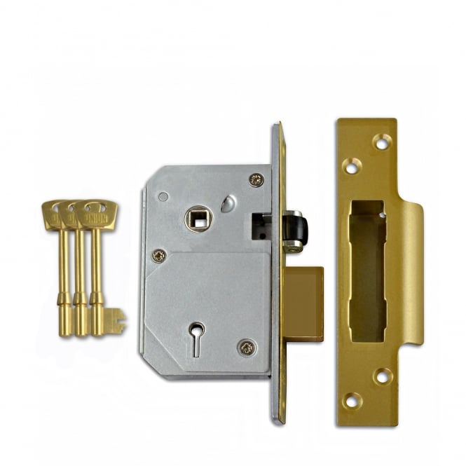 Polished Brass 67mm 3K74E British Standard 5 Lever Sashlock