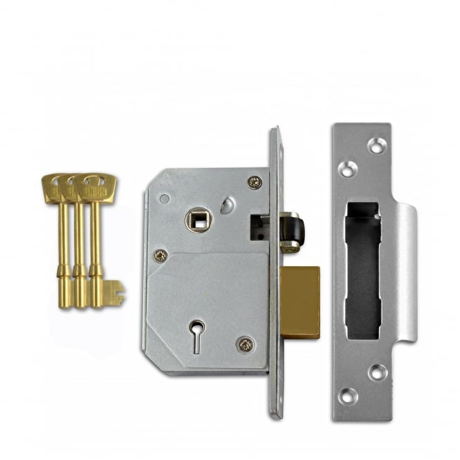 Satin Chrome 67mm 3K74E British Standard 5 Lever Sashlock