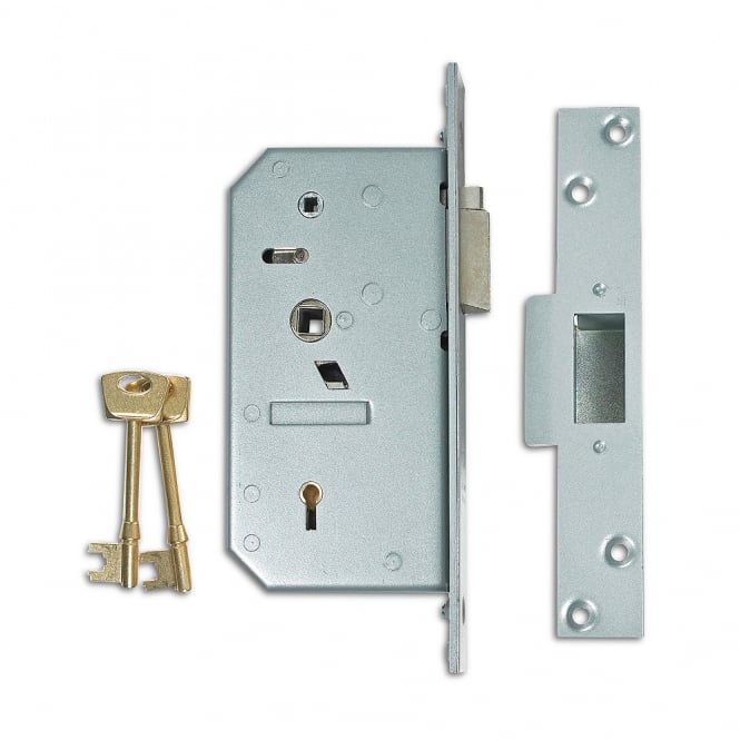 Satin Chrome 80mm 3R35 Deadlocking Nightlatch - Left Hand (these locks can be re-handed)