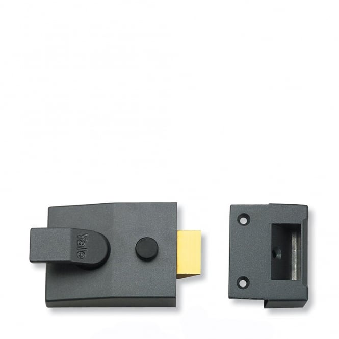 Dark Grey 88 60mm Nightlatch with Polished Brass Cylinder
