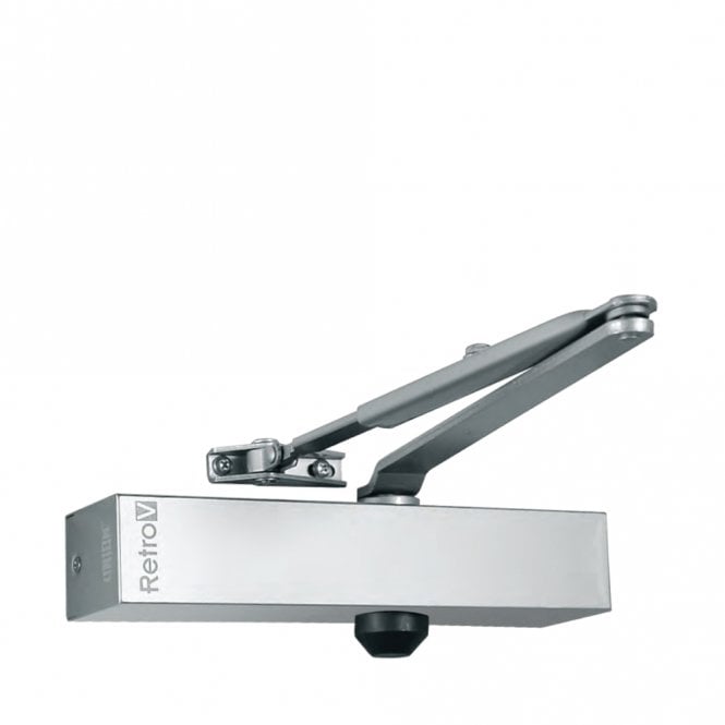 Silver Enamelled Retro V Size 3-4 Overhead Door Closer