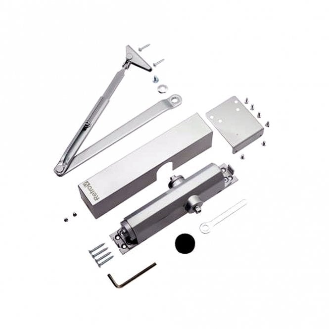 Silver Enamelled Retro V Size 3-4 Overhead Door Closer