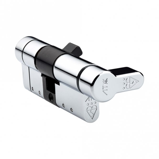 Polished Chrome 40-40 ATK Thumbturn  Euro Cylinder  - 3 Star British Kitemark