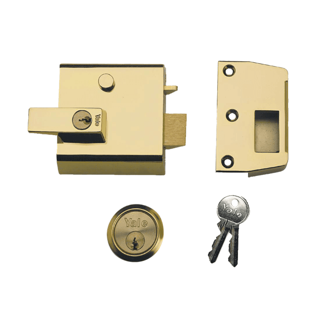 YALE AUTO DEAD LOCKING NIGHT LATCH 60MM BS STANDARD PB