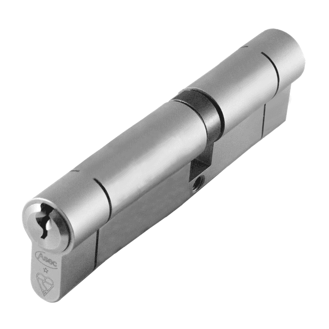 Asec 1 * Nickel Plated 110mm 6-Pin Euro Double Cylinder - 45/65
