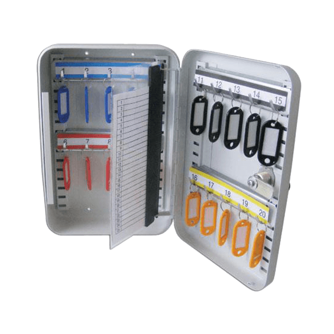 Light Grey Steel 20 Hook Key Cabinet