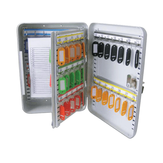 Light Grey Steel 63 Hook Key Cabinet
