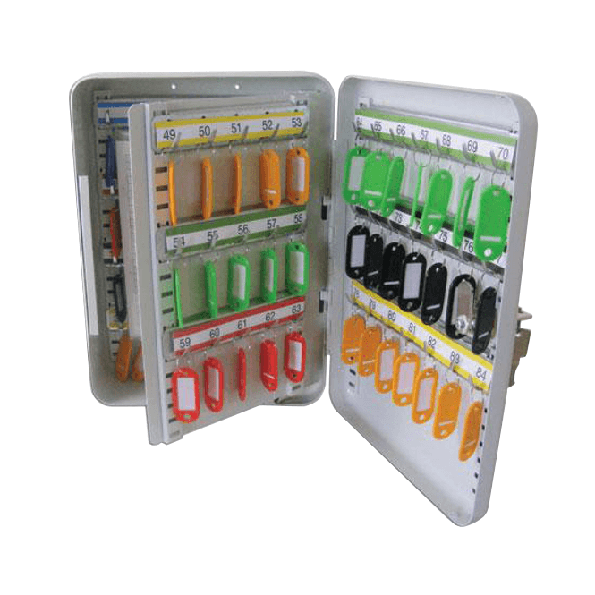 Light Grey Steel 84 Hook Key Cabinet